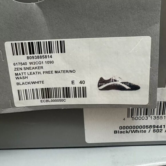 Balenciaga Mens Zen Sneaker Black/White Size EU40 US7 - Picture 6 of 6